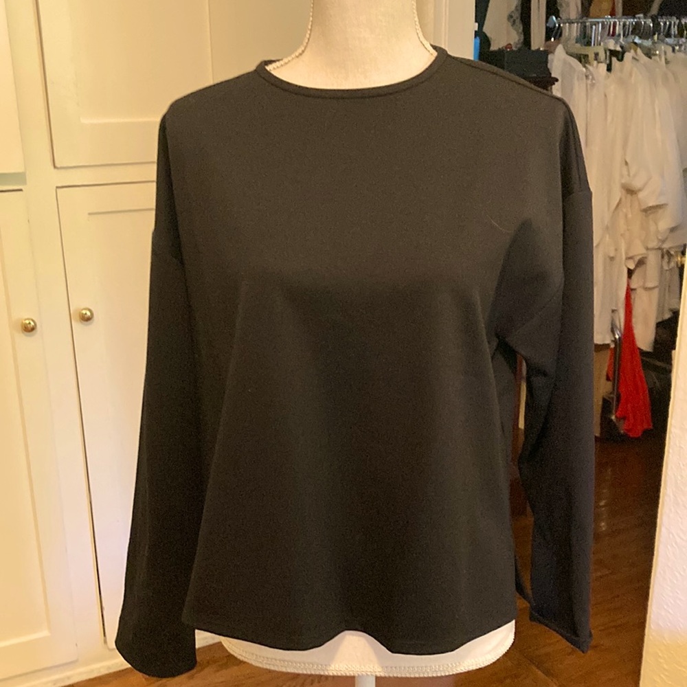 Eileen Fisher Cozy stretch knit crew neck dropped shoulder boxy size S/M